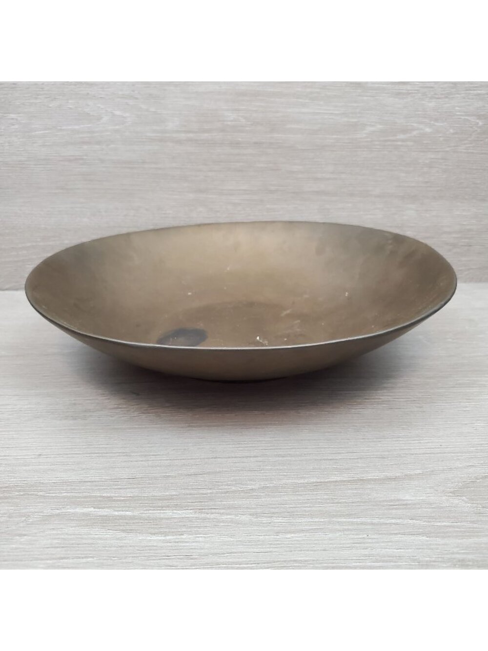 West Elm large low, flat bowl, tarnished brass color